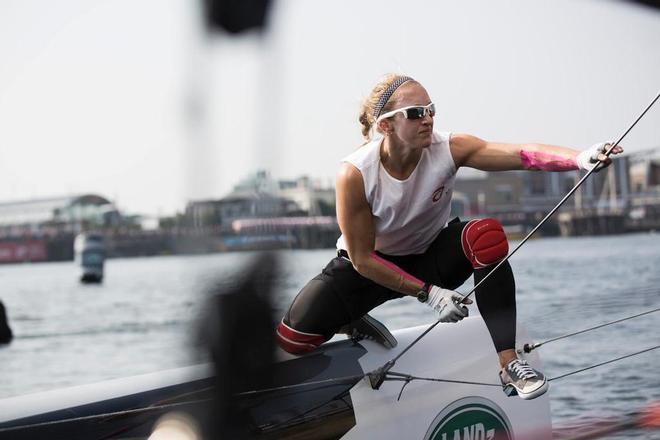 Anna Tunnicliffe returns to the crew of Alinghi for the UK leg of the global tour in Cardiff Bay, Wales - 2014 Extreme Sailing Series Act 6 © Lloyd Images